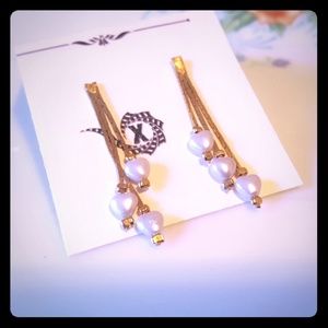 Gold Tassel Heart Beaded Dangling Earrings